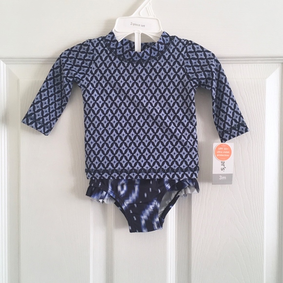 Carter's Long Sleeve 2pc Rashguard Swimsuit - Picture 1 of 3